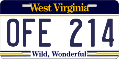 WV license plate OFE214