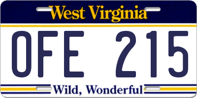 WV license plate OFE215