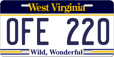 WV license plate OFE220