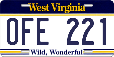 WV license plate OFE221