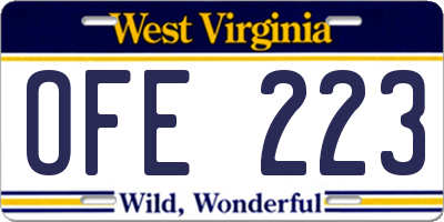 WV license plate OFE223