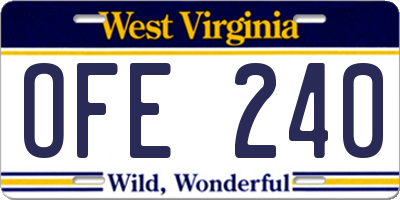 WV license plate OFE240