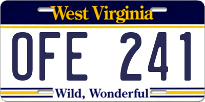 WV license plate OFE241