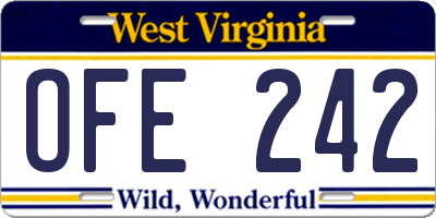 WV license plate OFE242