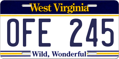 WV license plate OFE245