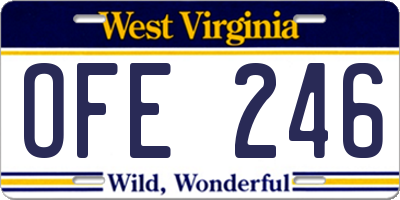 WV license plate OFE246
