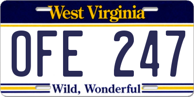WV license plate OFE247