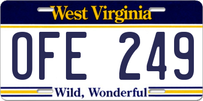 WV license plate OFE249