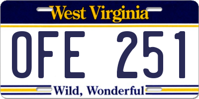 WV license plate OFE251