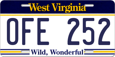 WV license plate OFE252