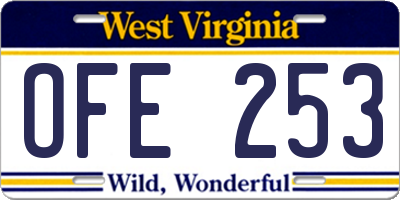 WV license plate OFE253