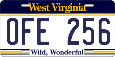 WV license plate OFE256