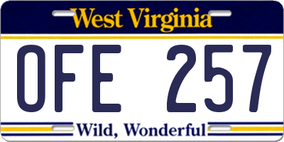 WV license plate OFE257