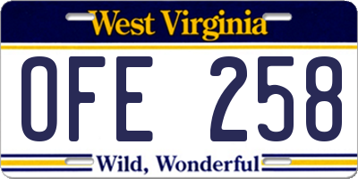 WV license plate OFE258