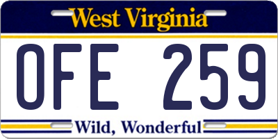 WV license plate OFE259