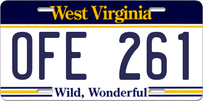 WV license plate OFE261