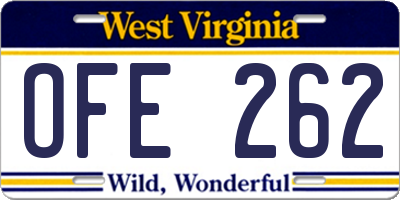 WV license plate OFE262