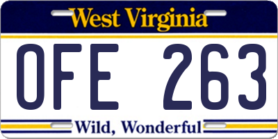 WV license plate OFE263