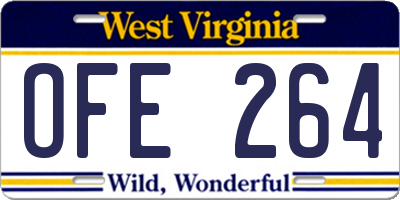 WV license plate OFE264