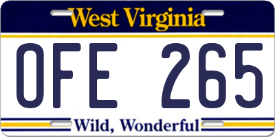 WV license plate OFE265