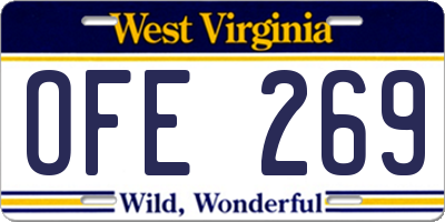 WV license plate OFE269