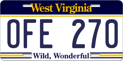 WV license plate OFE270