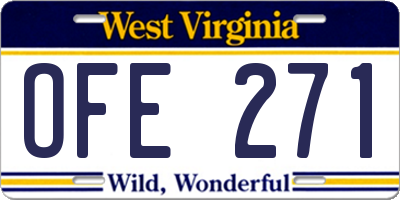 WV license plate OFE271