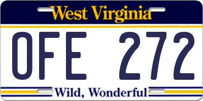 WV license plate OFE272