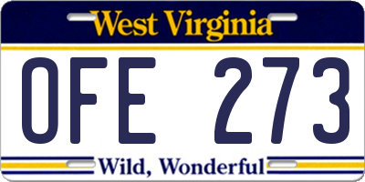 WV license plate OFE273