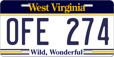 WV license plate OFE274