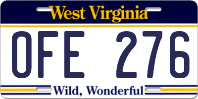 WV license plate OFE276