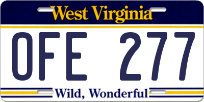 WV license plate OFE277