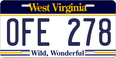 WV license plate OFE278