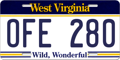 WV license plate OFE280