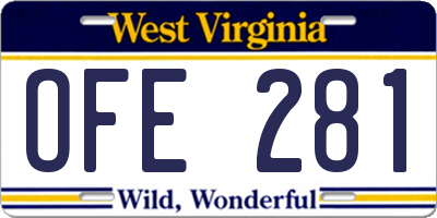 WV license plate OFE281