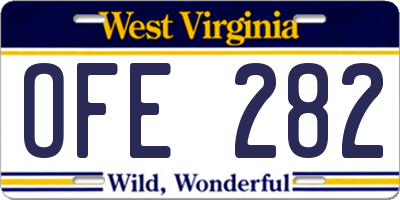 WV license plate OFE282