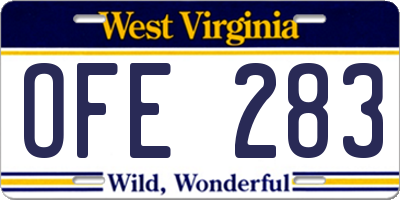 WV license plate OFE283