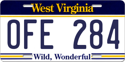 WV license plate OFE284
