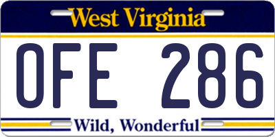 WV license plate OFE286