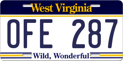 WV license plate OFE287