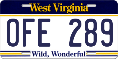 WV license plate OFE289