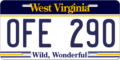 WV license plate OFE290