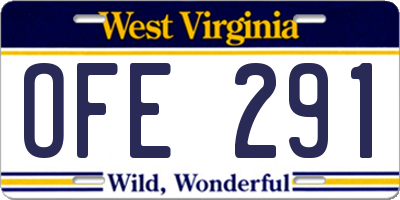 WV license plate OFE291