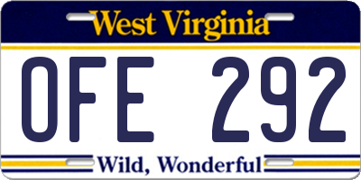 WV license plate OFE292