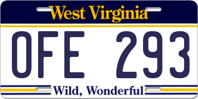 WV license plate OFE293