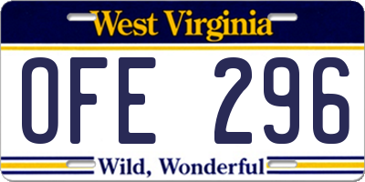 WV license plate OFE296