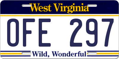 WV license plate OFE297