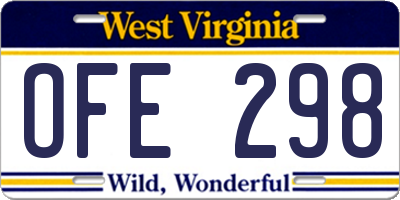 WV license plate OFE298
