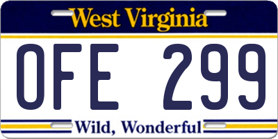 WV license plate OFE299