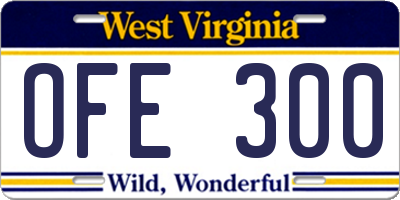 WV license plate OFE300